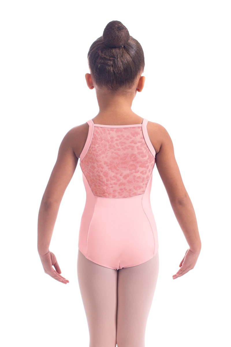 Kids' Bloch Kathrin Animal Printed Mesh Camisole Leotards Candy Pink | BUSSD58442