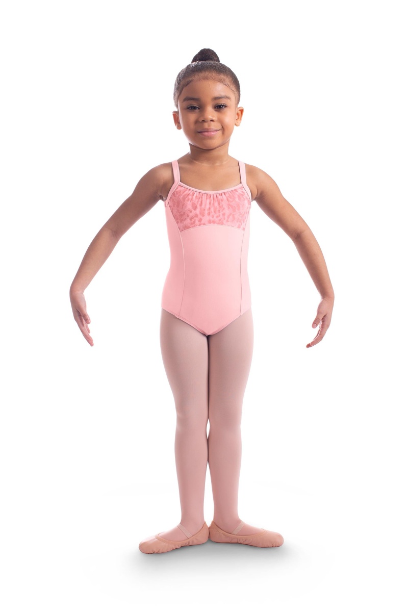 Kids' Bloch Kathrin Animal Printed Mesh Camisole Leotards Candy Pink | BUSSD58442