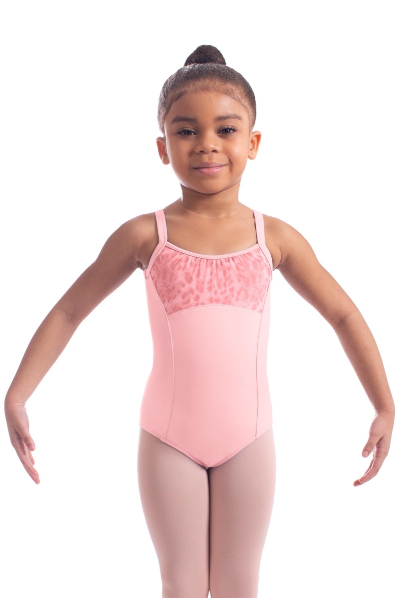 Kids\' Bloch Kathrin Animal Printed Mesh Camisole Leotards Candy Pink | BUSSD58442