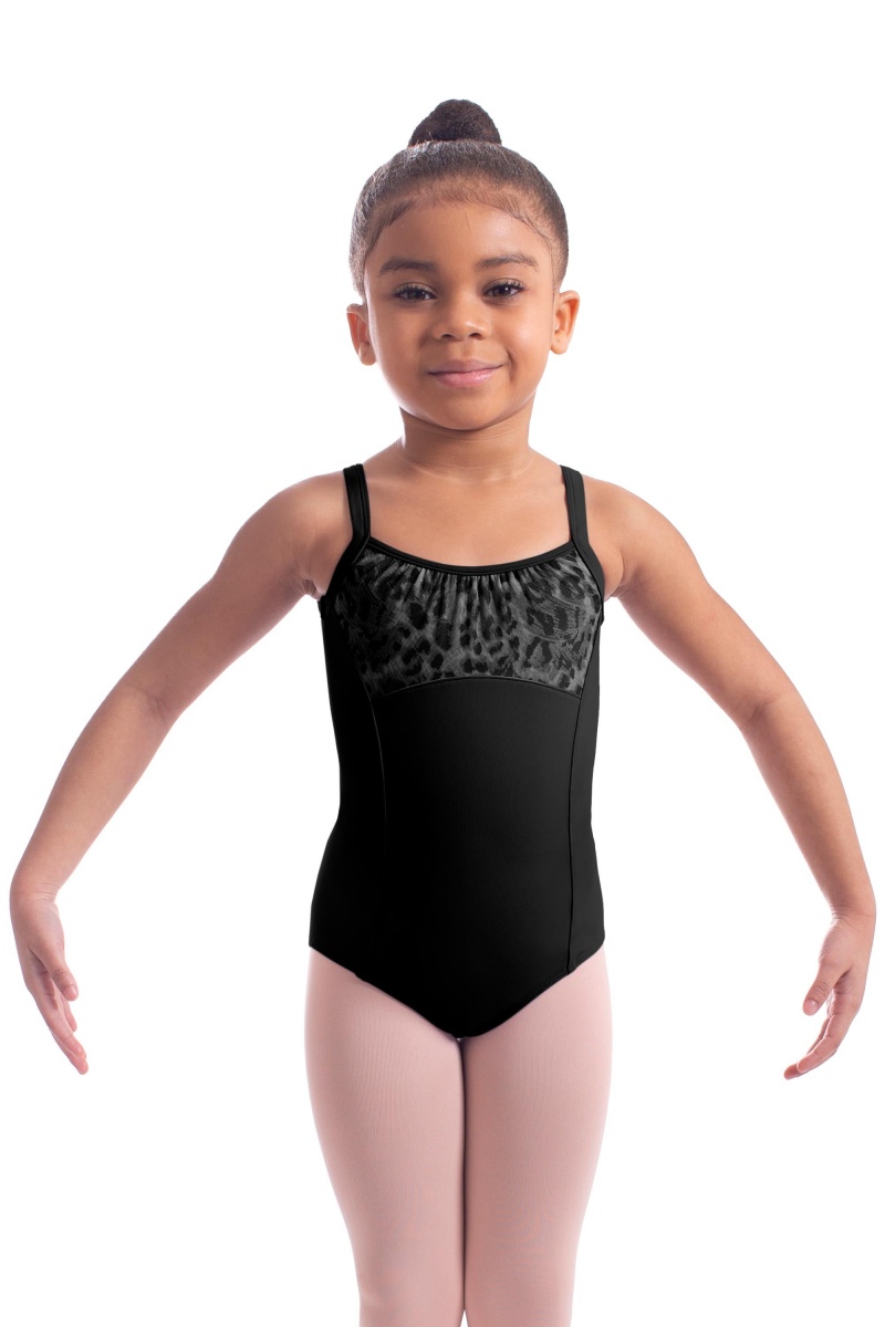 Kids' Bloch Kathrin Animal Printed Mesh Camisole Leotards Black | EUSVG59947