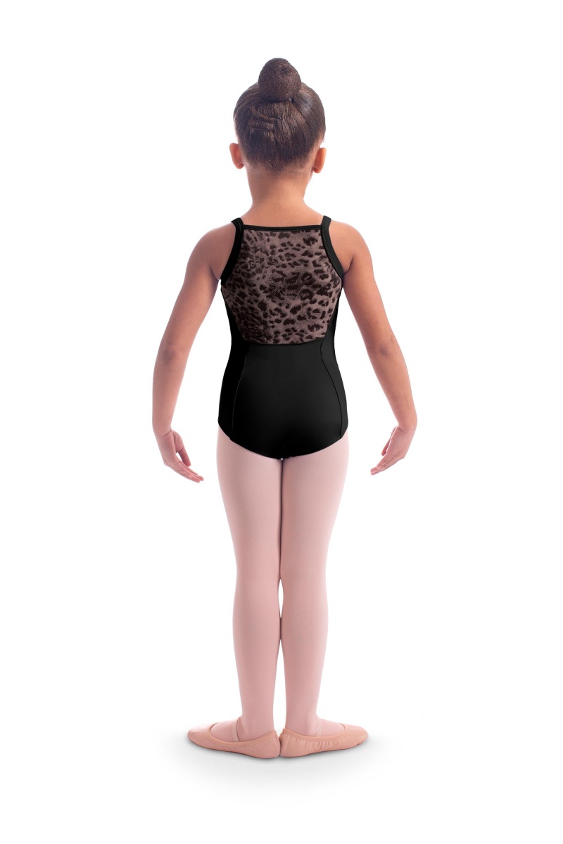 Kids' Bloch Kathrin Animal Printed Mesh Camisole Leotards Black | EUSVG59947