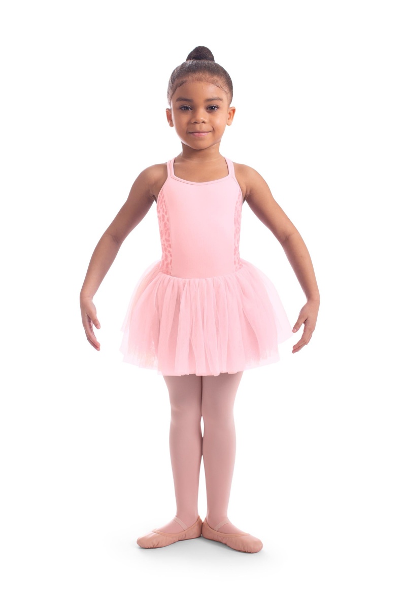 Kids' Bloch Mendy Animal Printed Mesh Tutu Leotards Candy Pink | USNZX85391