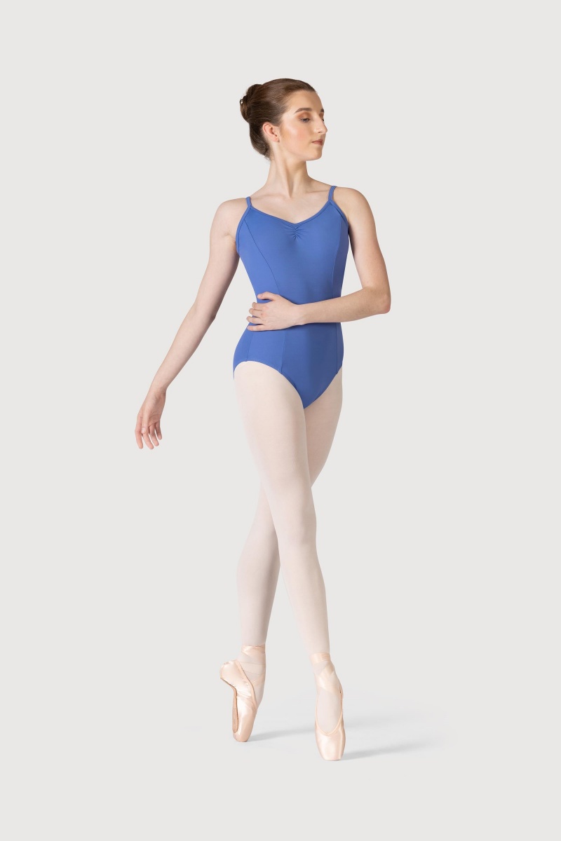 Kids' Bloch Microlux™ Cherie Princess Cami Gathered Front & Back Leotards Zaffiro | PUSER48412