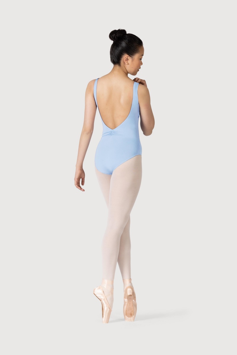 Kids' Bloch Microlux™ Gayleena Empire Gathered Front Wide Strap Leotards Ballet Blue | SUSVO78385