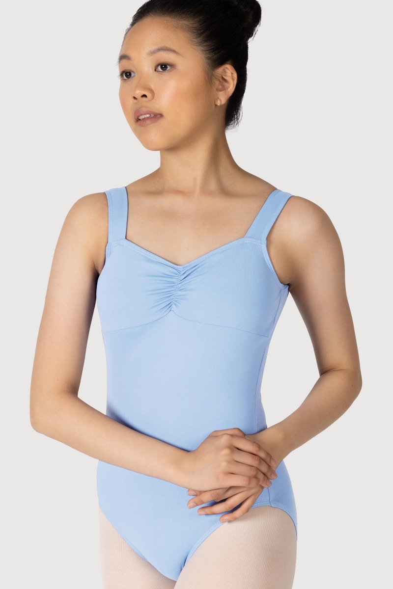 Kids' Bloch Microlux™ Gayleena Empire Gathered Front Wide Strap Leotards Ballet Blue | SUSVO78385