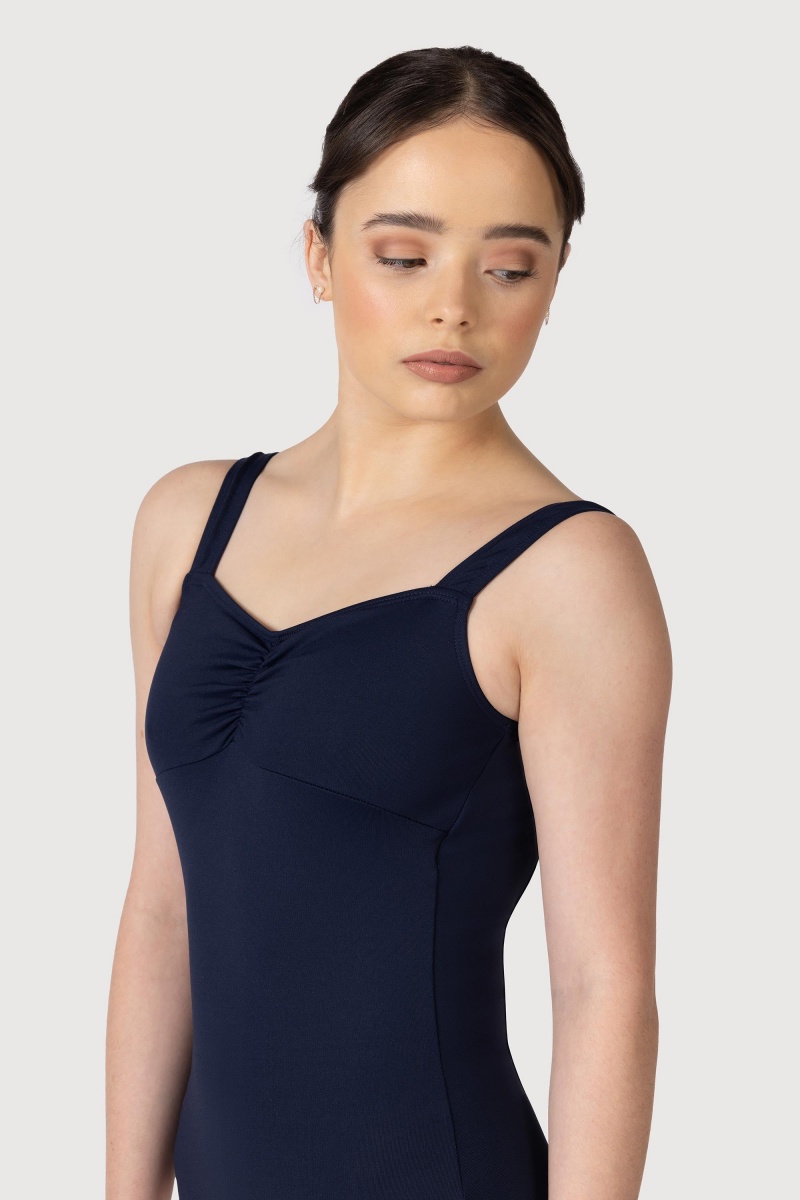 Kids' Bloch Microlux™ Gayleena Empire Gathered Front Wide Strap Leotards Navy | ZUSMJ60495