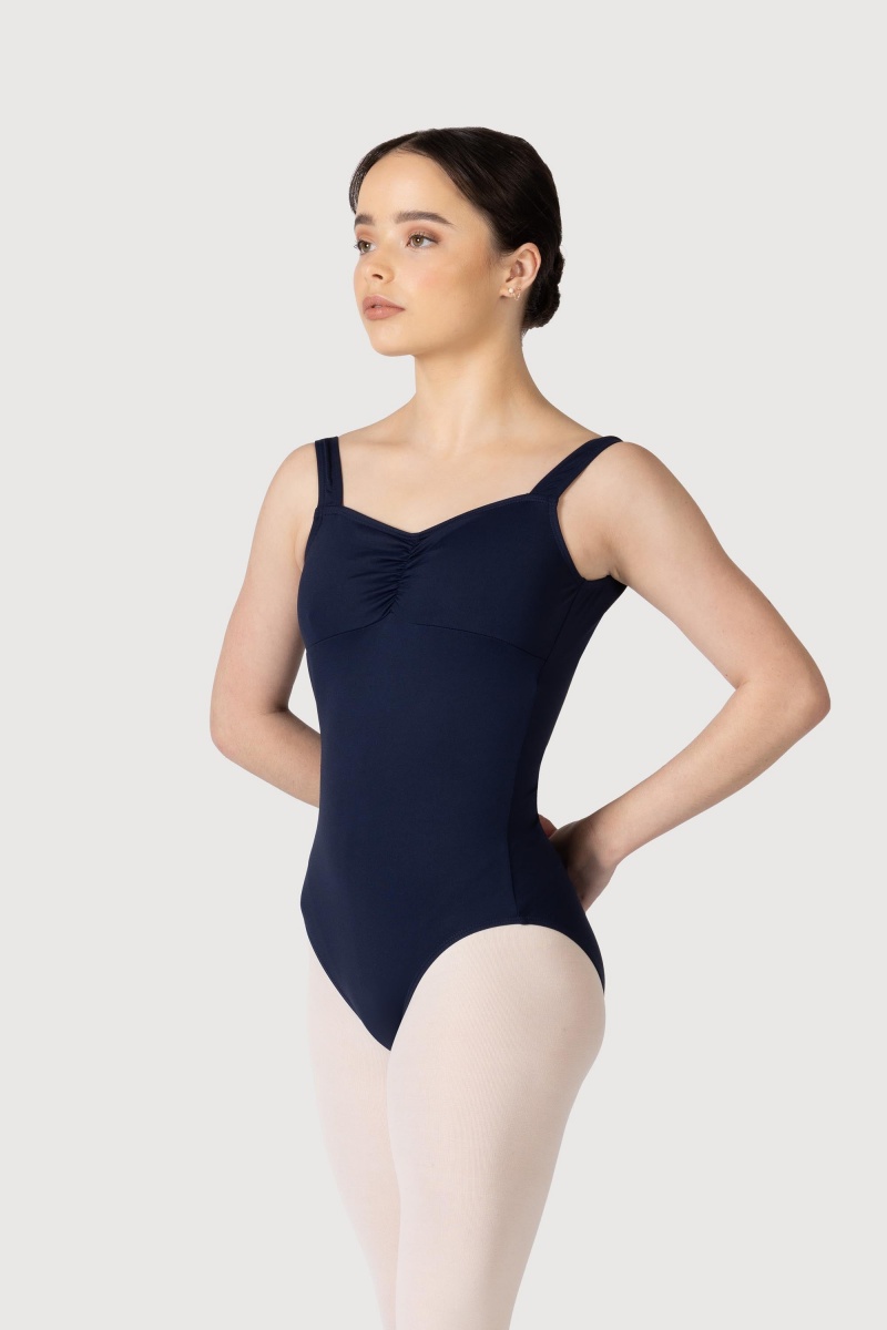 Kids\' Bloch Microlux™ Gayleena Empire Gathered Front Wide Strap Leotards Navy | ZUSMJ60495