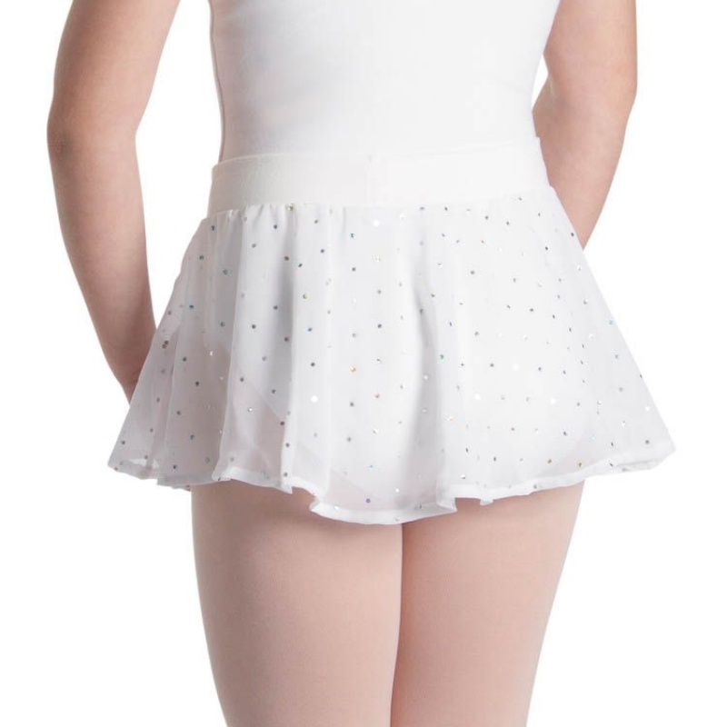 Kids' Bloch Olesia Sequin Spotted Skirts White | USEGJ72170