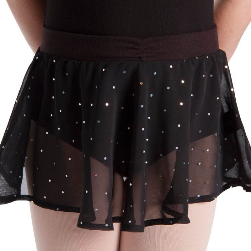 Kids' Bloch Olesia Sequin Spotted Skirts Black | DUSKV84132