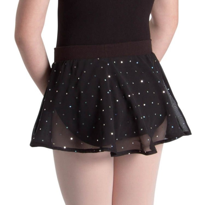 Kids' Bloch Olesia Sequin Spotted Skirts Black | DUSKV84132