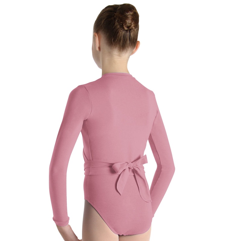 Kids' Bloch Overture Crossover Long Sleeve Wrap Tops Dusk | USZPD68456