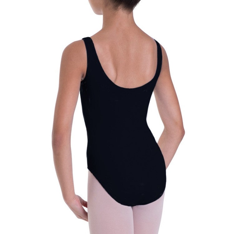 Kids' Bloch Overture Odetta Sleeveless Pleat Leotards Black | FUSHY56129