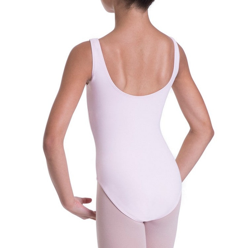 Kids' Bloch Overture Odetta Sleeveless Pleat Leotards Candy Pink | TUSWZ66725