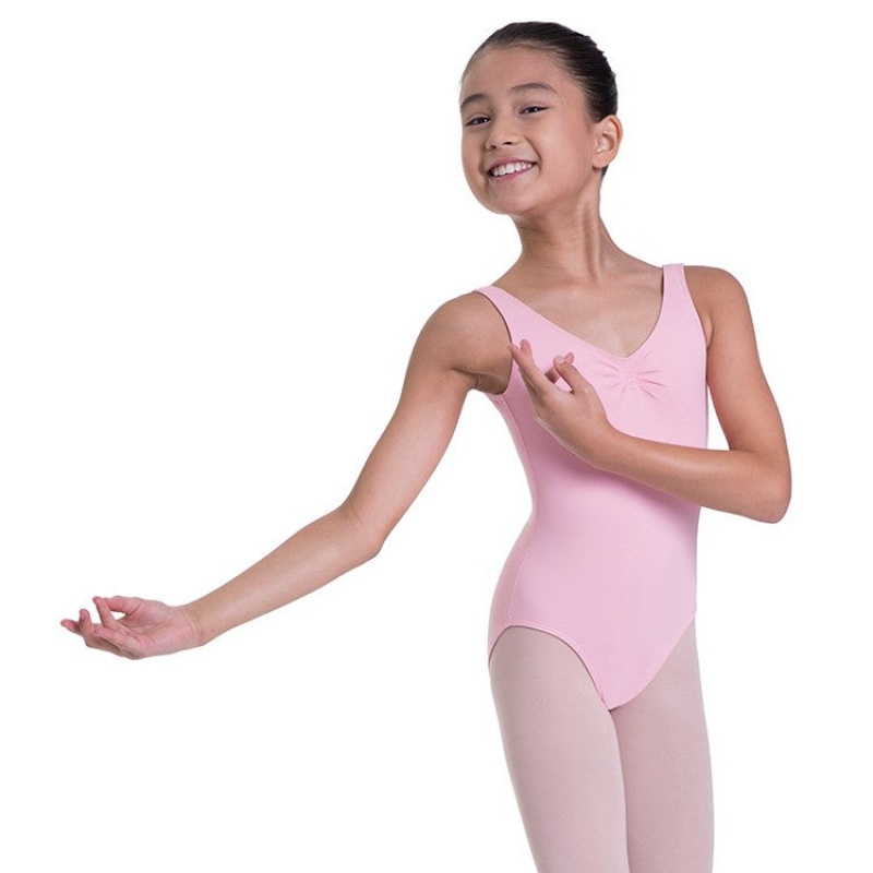 Kids\' Bloch Overture Odetta Sleeveless Pleat Leotards French Rose | USDFL15151