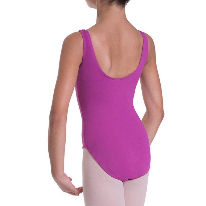 Kids' Bloch Overture Odetta Sleeveless Pleat Leotards Berry | GUSUC91856