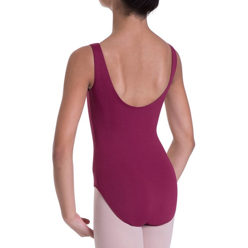 Kids' Bloch Overture Odetta Sleeveless Pleat Leotards Burgundy | EUSVG13129