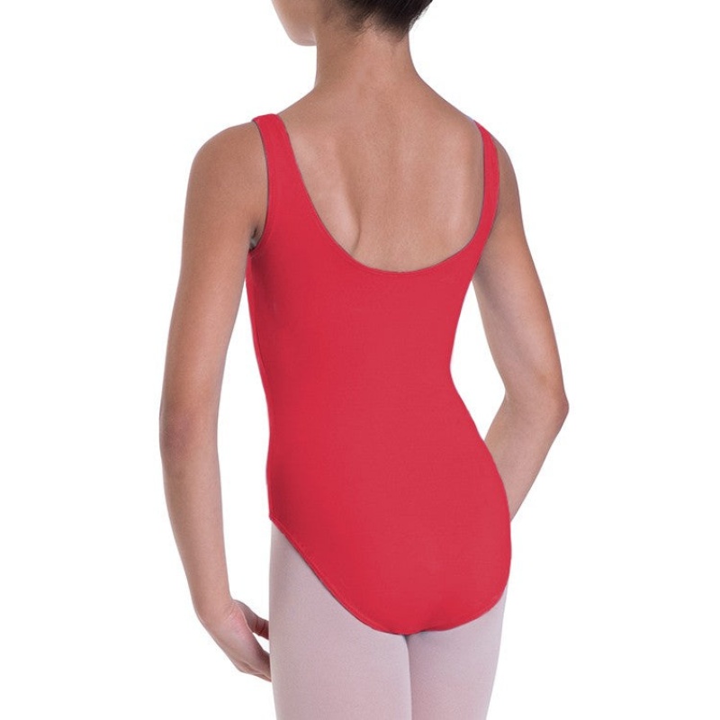 Kids' Bloch Overture Odetta Sleeveless Pleat Leotards Red | FUSUI94198