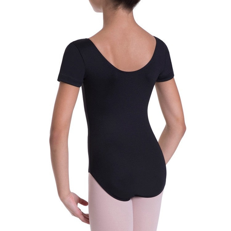 Kids' Bloch Overture Olisia Short Sleeve Leotards Black | USJVR24195