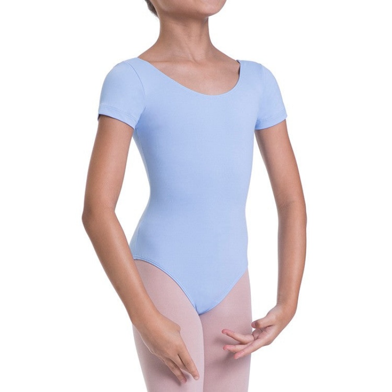 Kids' Bloch Overture Olisia Short Sleeve Leotards Bluebird | DUSKV88500