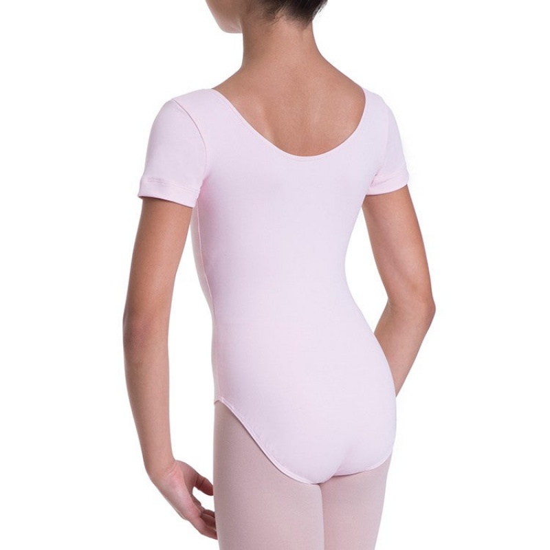 Kids' Bloch Overture Olisia Short Sleeve Leotards Candy Pink | DUSVO40630