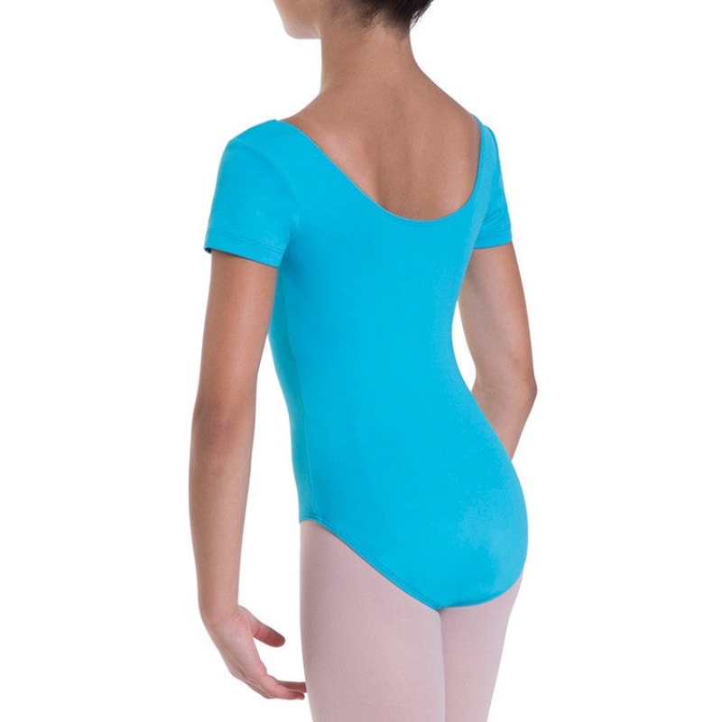 Kids' Bloch Overture Olisia Short Sleeve Leotards Capri Blue | MUSFT52255