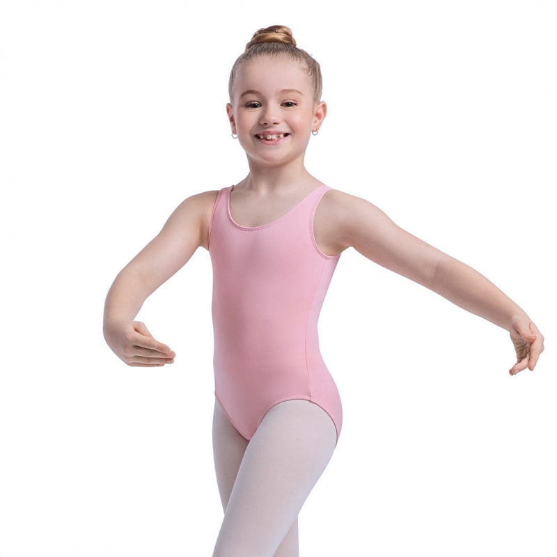 Kids\' Bloch Overture Oona Scoop Neck Tank Leotards French Rose | EUSVG77984