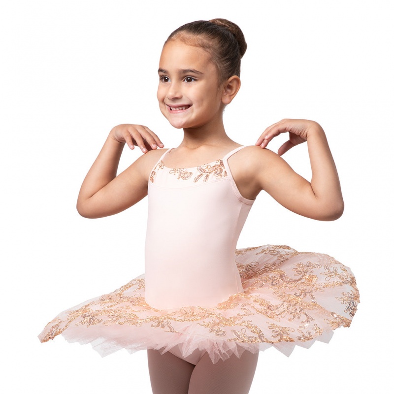 Kids\' Bloch Perlaida\' Sequin Overlay Tutu Leotards Shell Pink | YUSGT65590