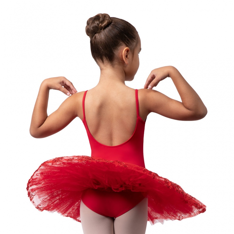 Kids' Bloch Perlaida' Sequin Overlay Tutu Leotards Red | EUSHC55196