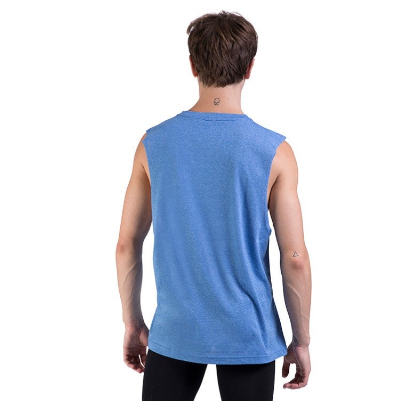 Men's Bloch Harris Relaxed Drop Arm Muscle Tops Royal | USDFL21687