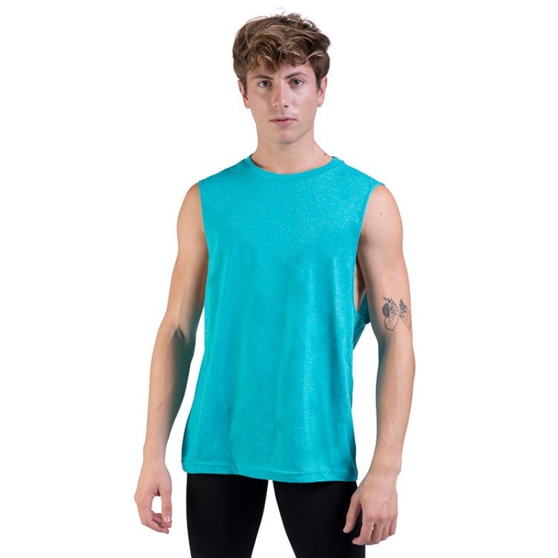 Men\'s Bloch Harris Relaxed Drop Arm Muscle Tops Jade | GUSEC60007