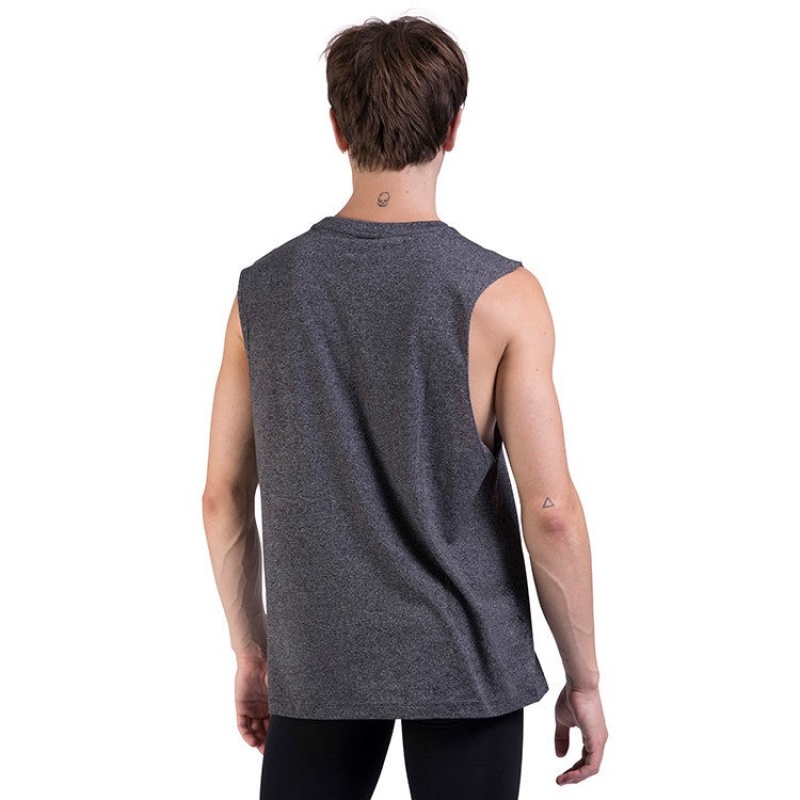 Men's Bloch Harris Relaxed Drop Arm Muscle Tops Dark Heather | PUSER82013