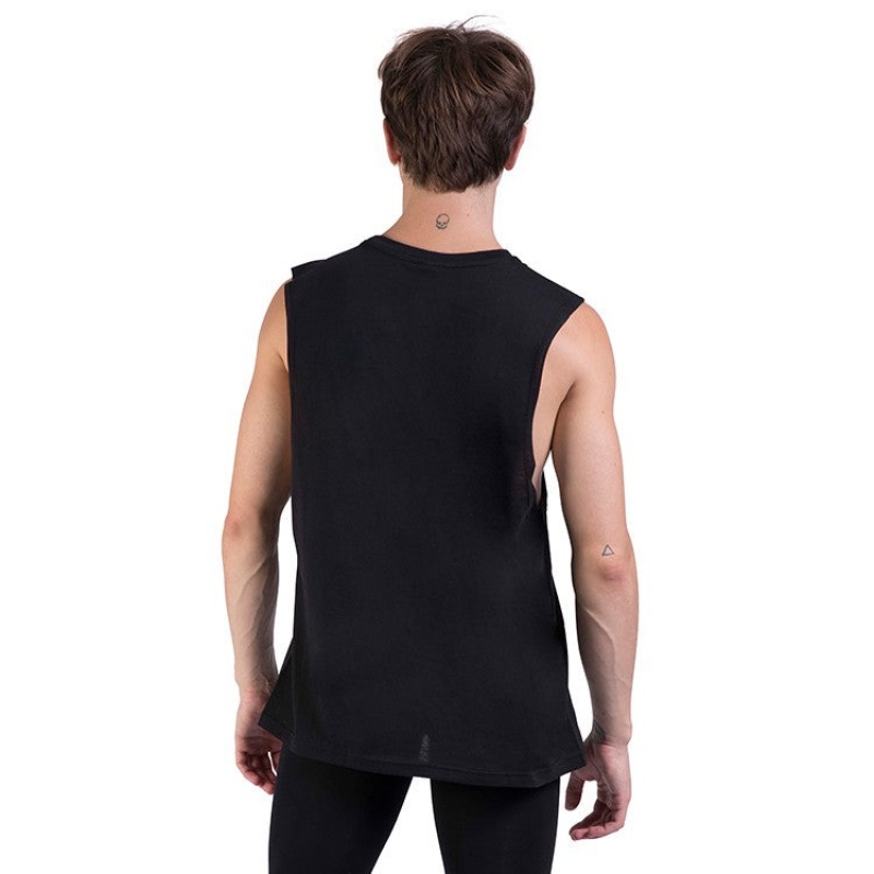 Men's Bloch Harris Relaxed Drop Arm Muscle Tops Black | QUSWA29057