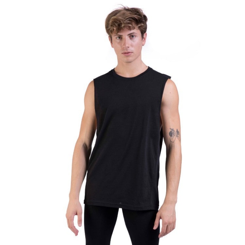 Men\'s Bloch Harris Relaxed Drop Arm Muscle Tops Black | QUSWA29057