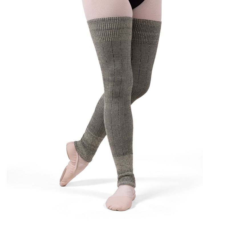 Men\'s Bloch Knit Long Ribbed Legwarmers Knitwear Butter/Dark Grey | GUSUC93844