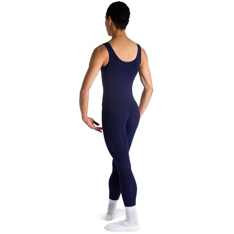 Men's Bloch Mark Scoop Neck Tank Unitards Navy | BUSSO11396