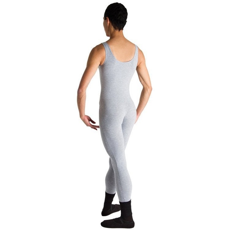 Men's Bloch Mark Scoop Neck Tank Unitards Grey Marle | PUSQX66152