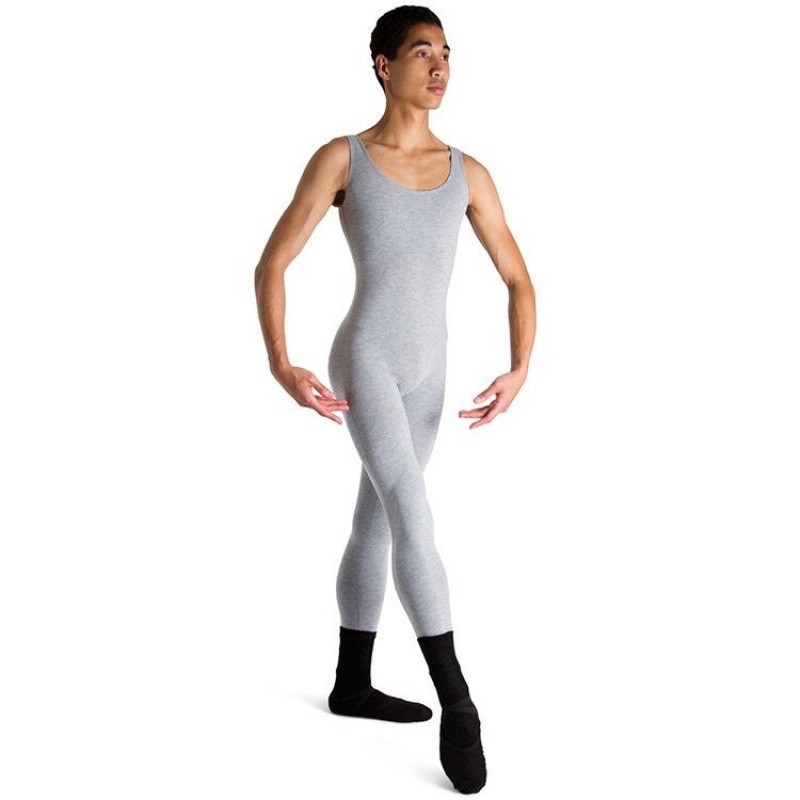 Men\'s Bloch Mark Scoop Neck Tank Unitards Grey Marle | PUSQX66152