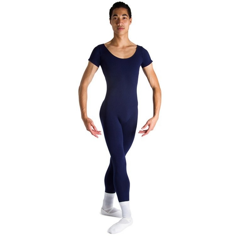 Men\'s Bloch Matt Scoop Neck Cap Sleeve Unitards Navy | USDYB39931