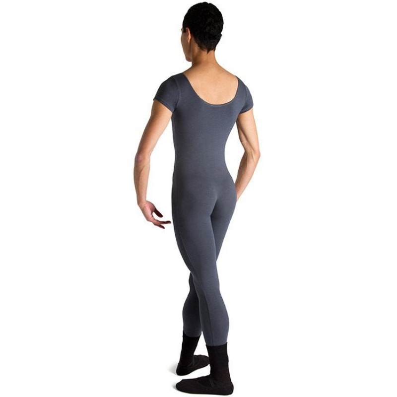 Men's Bloch Matt Scoop Neck Cap Sleeve Unitards Graphite | USNEJ70829