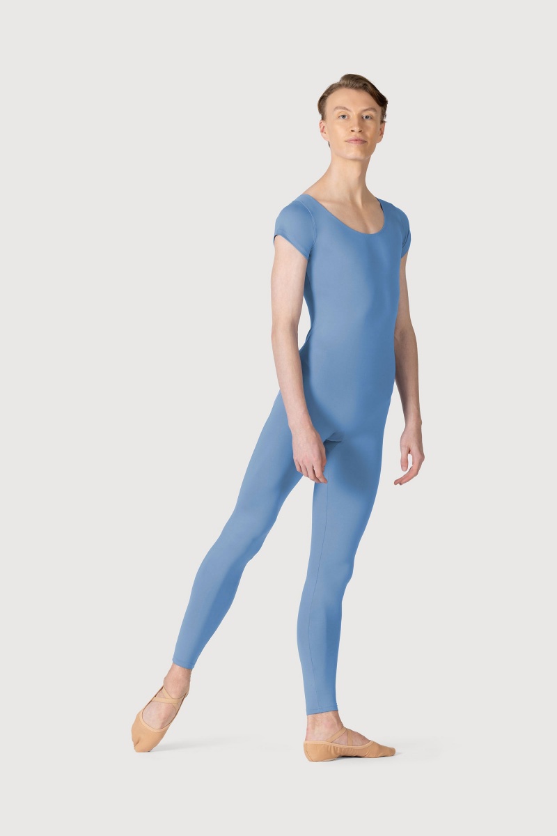 Men\'s Bloch Microlux™ Scoop Neck Cap Sleeve Unitards Cornflower | TUSWZ93672