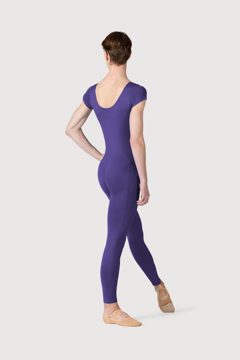 Men's Bloch Microlux™ Scoop Neck Cap Sleeve Unitards Deep Purple | EUSHC11797