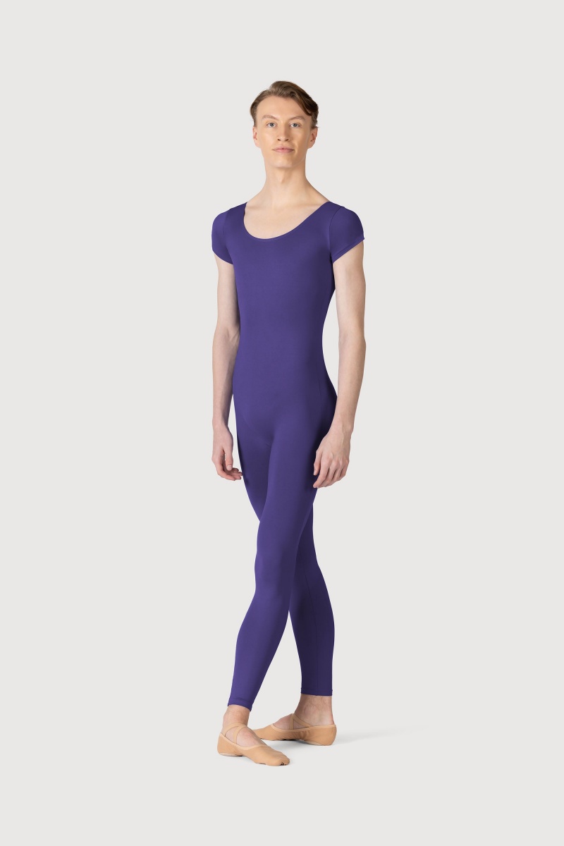 Men\'s Bloch Microlux™ Scoop Neck Cap Sleeve Unitards Deep Purple | EUSHC11797