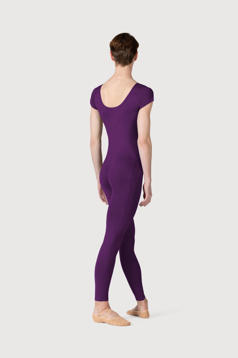 Men's Bloch Microlux™ Scoop Neck Cap Sleeve Unitards Plum | USEAH22014