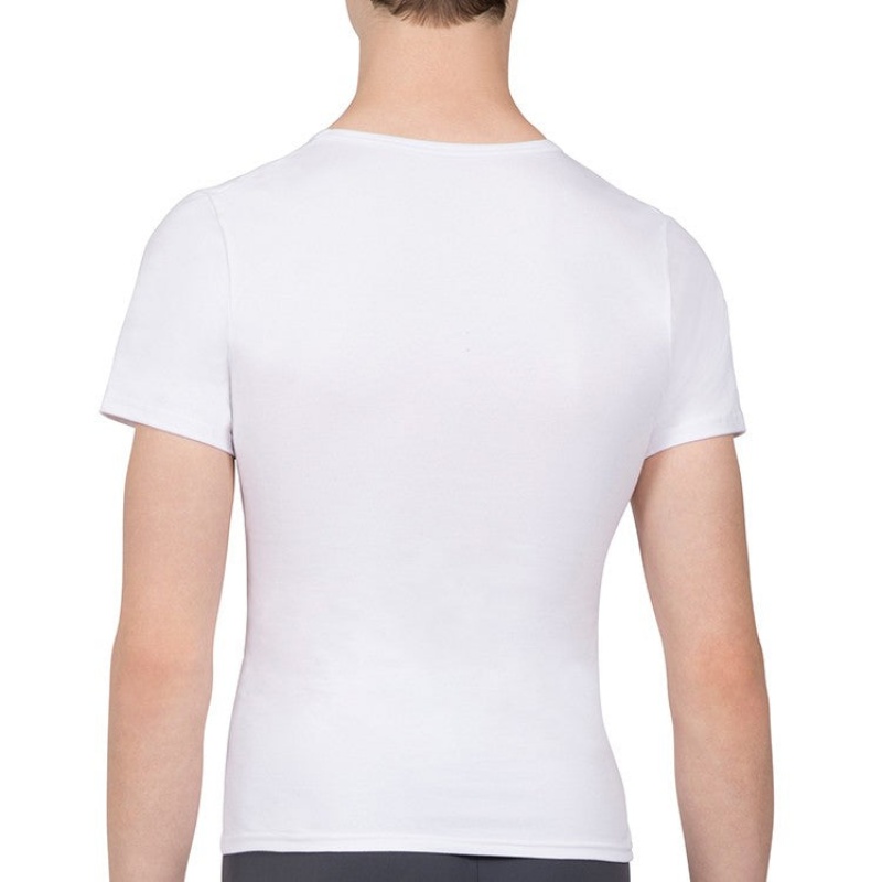 Men's Bloch Montez Scoop Neck Fitted Tops White | EUSHC30192