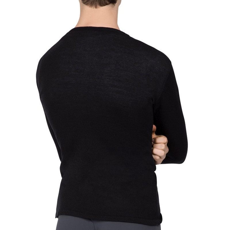 Men's Bloch Vancouver V Neck Long Sleeve Knitted Tops Black | USJKU78352