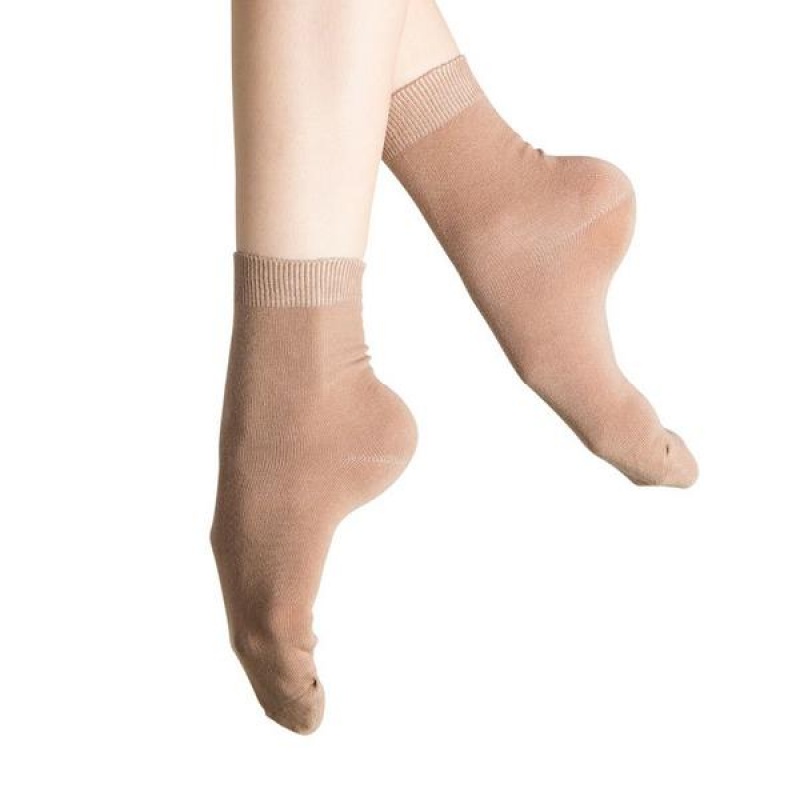 Women's Bloch Ankle Socks Tan | XUSBH87560