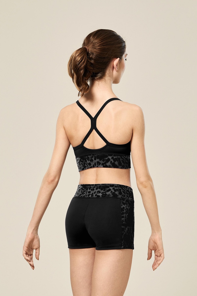 Women's Bloch Avianna Animal Printed Mesh Racer Back Tops Black | USCVG30409