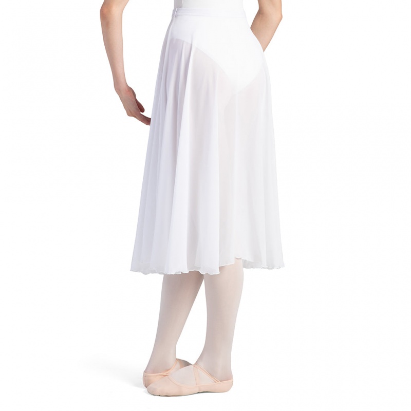 Women's Bloch Cambria Full Circle Chiffon Skirts White | SUSNY95498