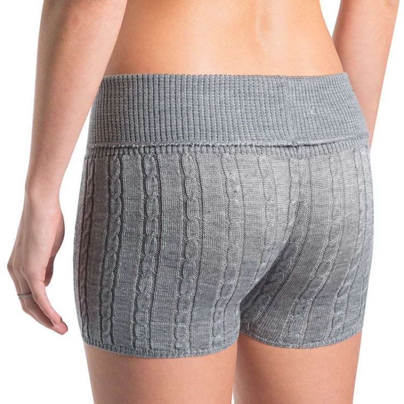 Women's Bloch Carezza Cable Knit Fold Down Bottoms Light Grey | USICD21857