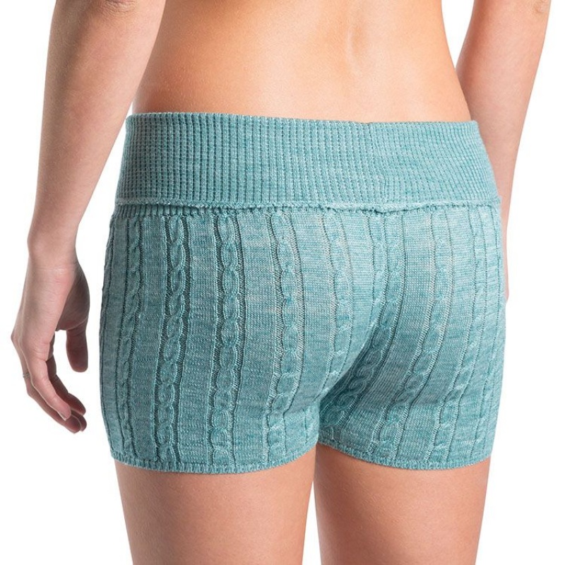 Women's Bloch Carezza Cable Knit Fold Down Bottoms Light Aqua | BUSSO21061